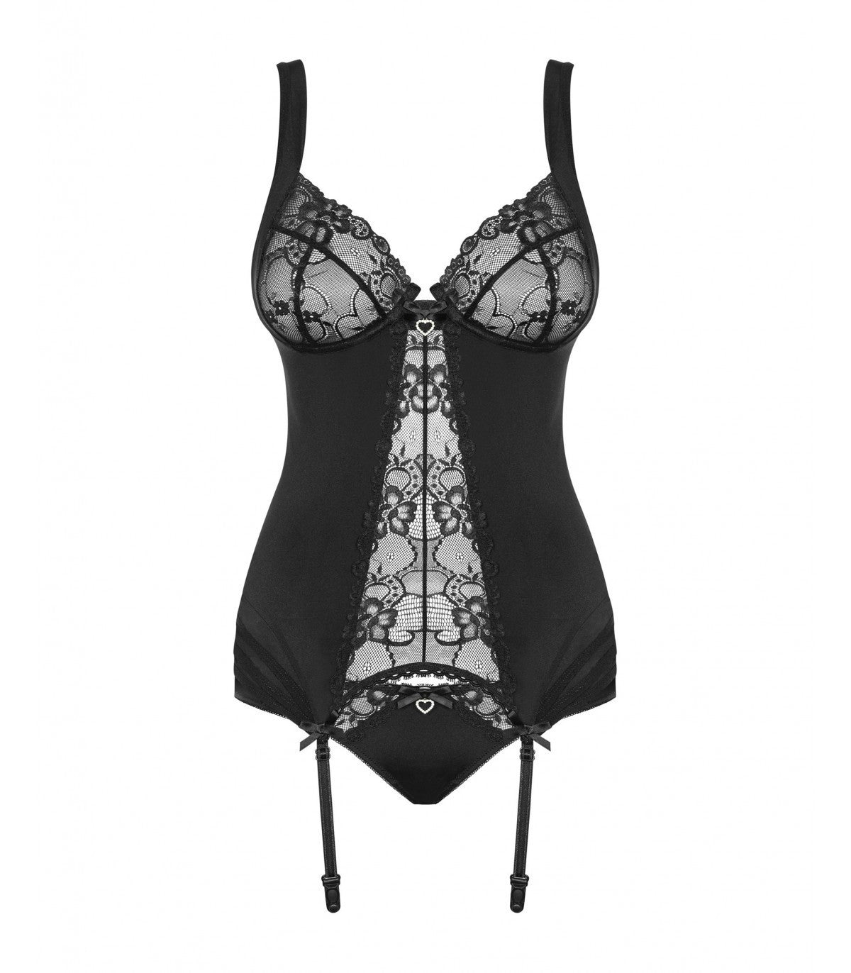 CORSETTO E PERIZOMA HEARTINA NERO S/M