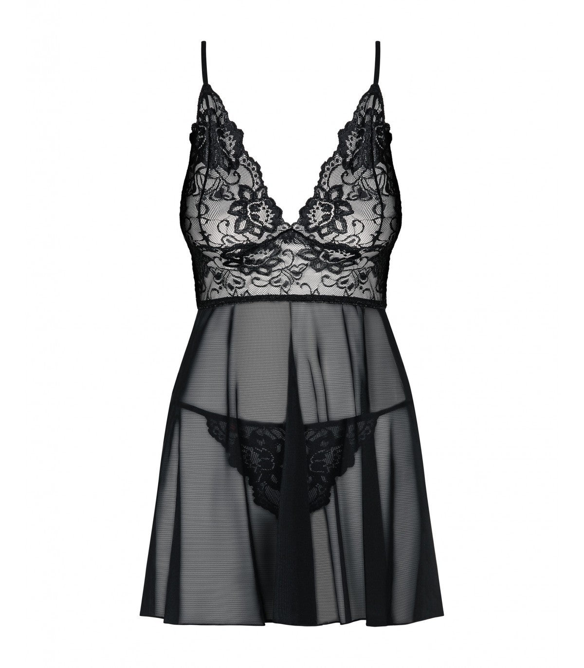 BABYDOLL E PERIZOMA IDILLIA NERO S/M
