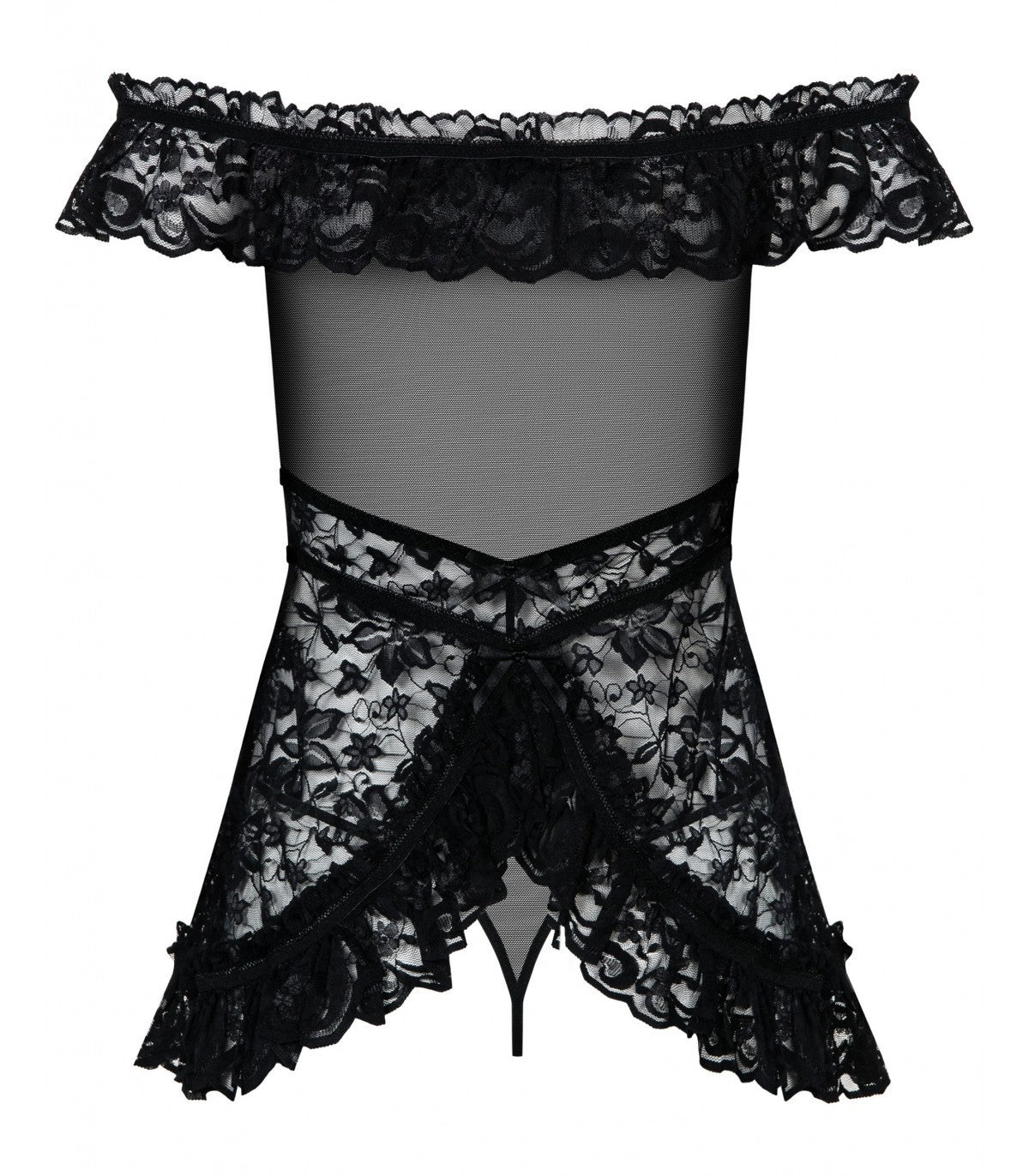 CAMICIA E PERIZOMA A FIORI NERA L/XL