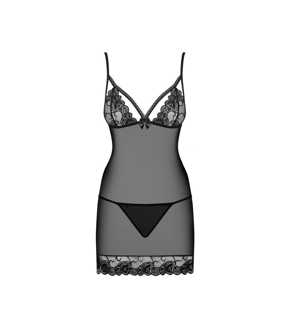 WONDERIA CHEMISE E PERIZOMA NERI L/XL