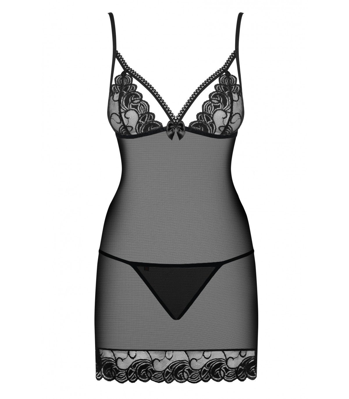 WONDERIA CHEMISE E PERIZOMA NERI L/XL