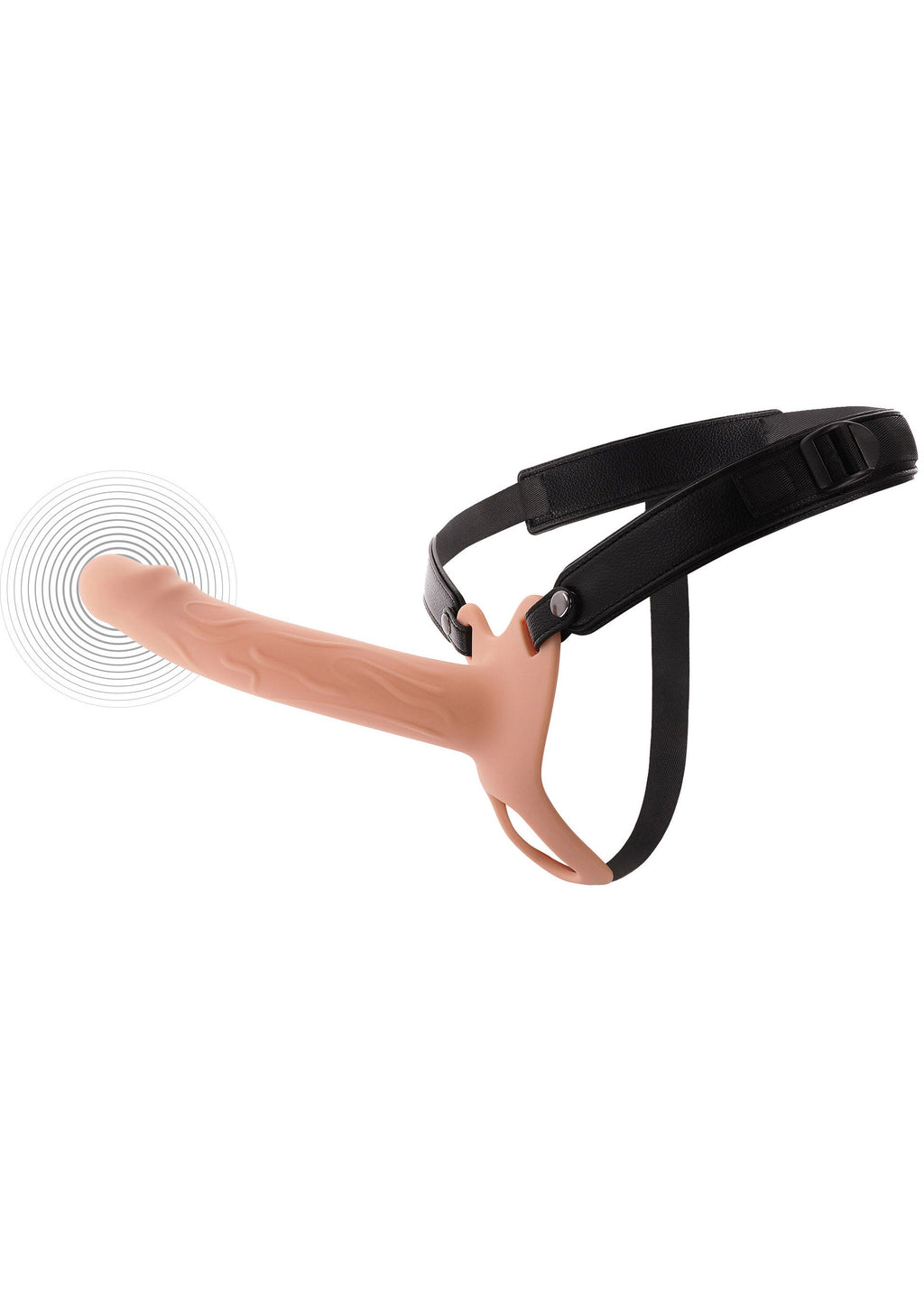 Strapon vibrante a forma di pene cavo in silicone, 20 cm, pelle