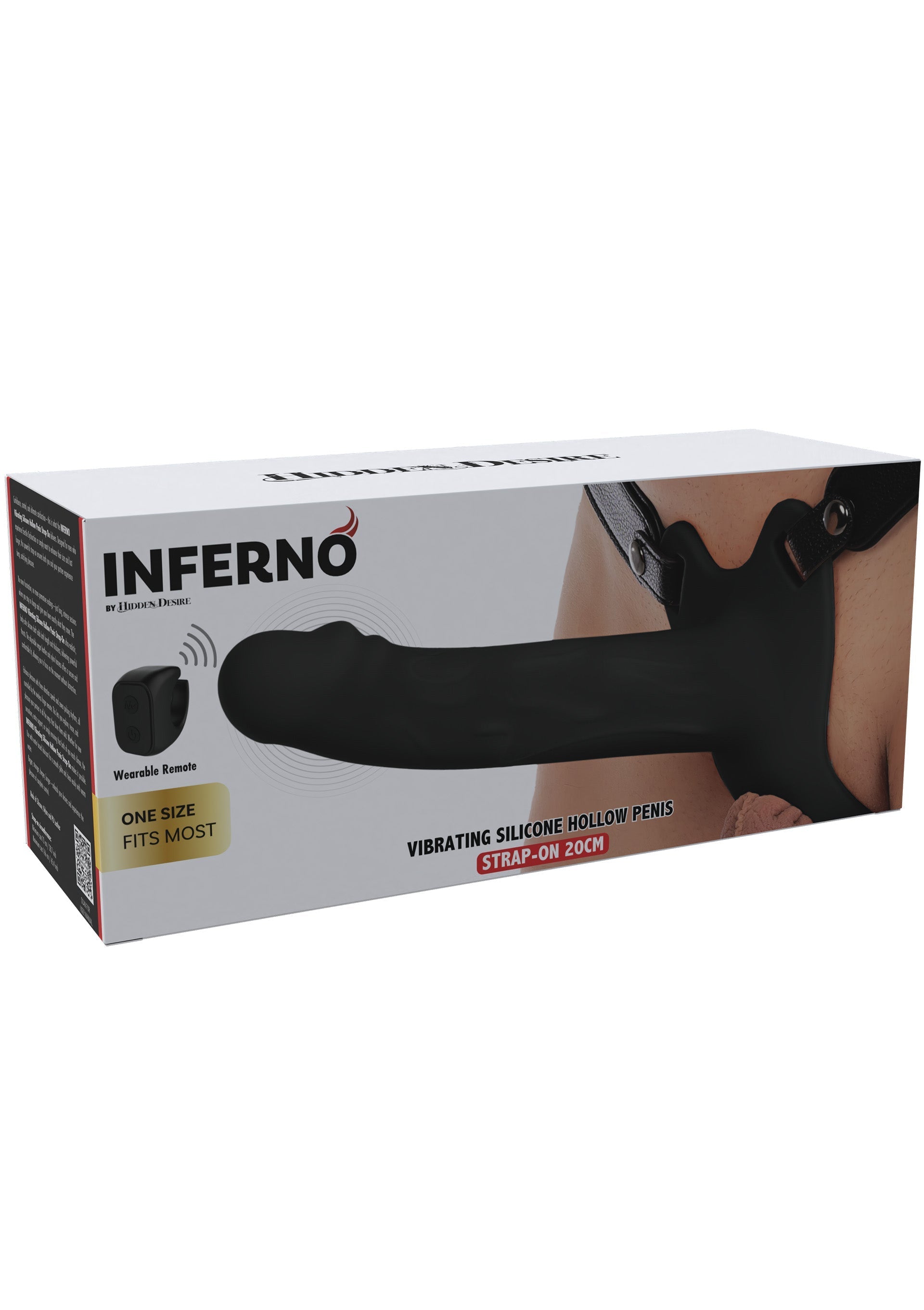 Strapon vibrante a forma di pene cavo in silicone, 20 cm, nero