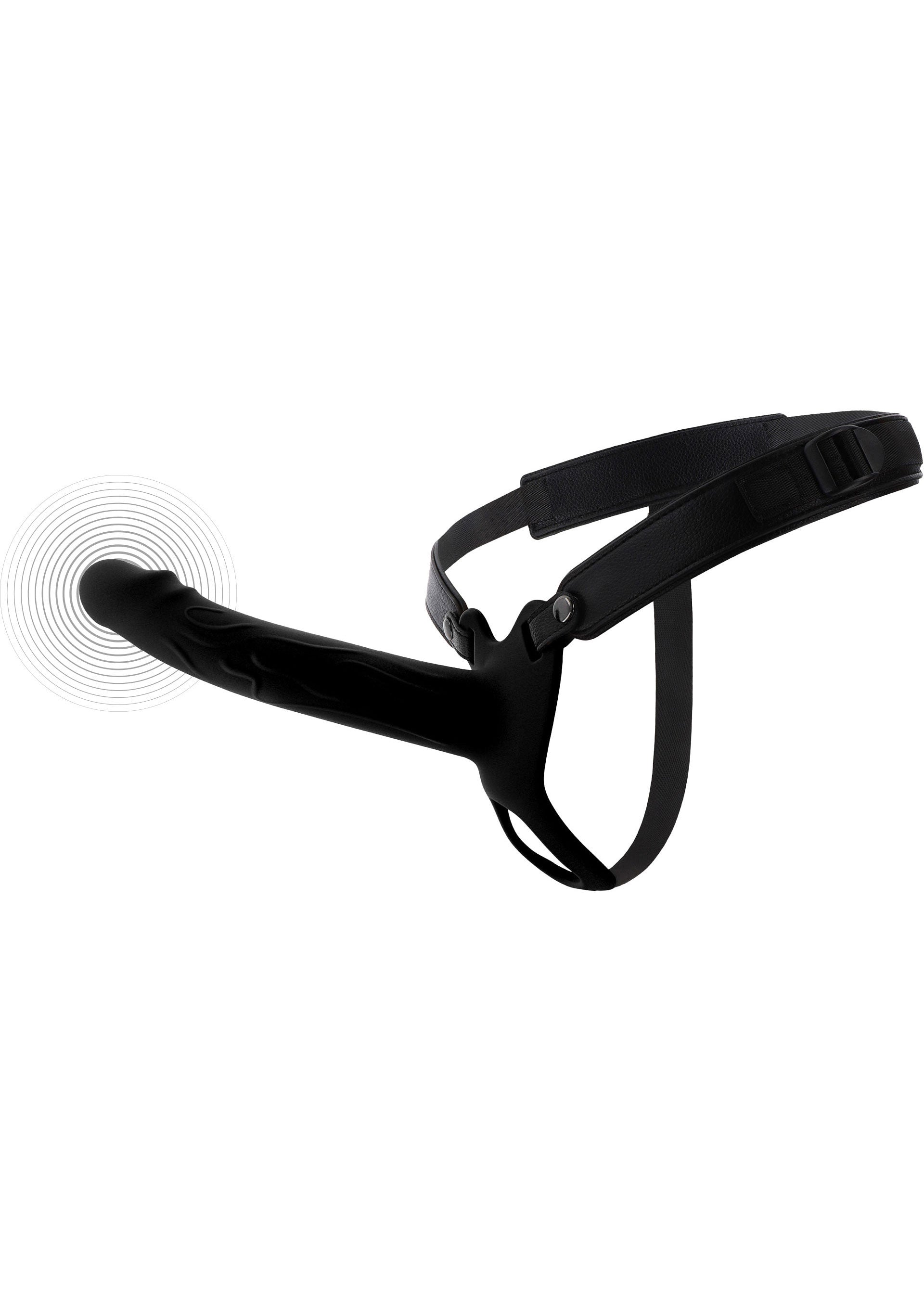Strapon vibrante a forma di pene cavo in silicone, 20 cm, nero