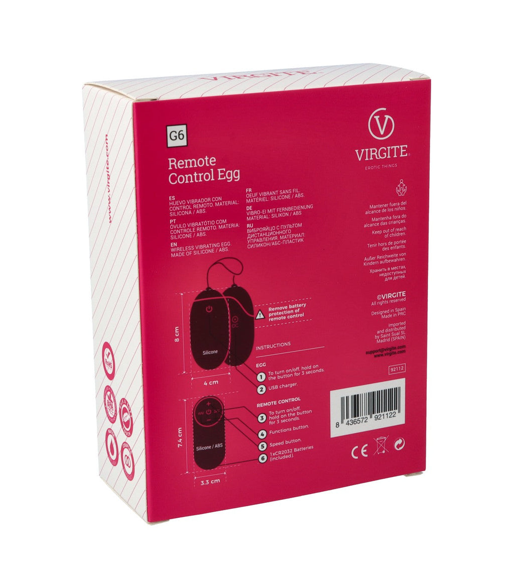 Virgite - Ovulo Ricaricabile con Controllo Remoto G6 - Rosa