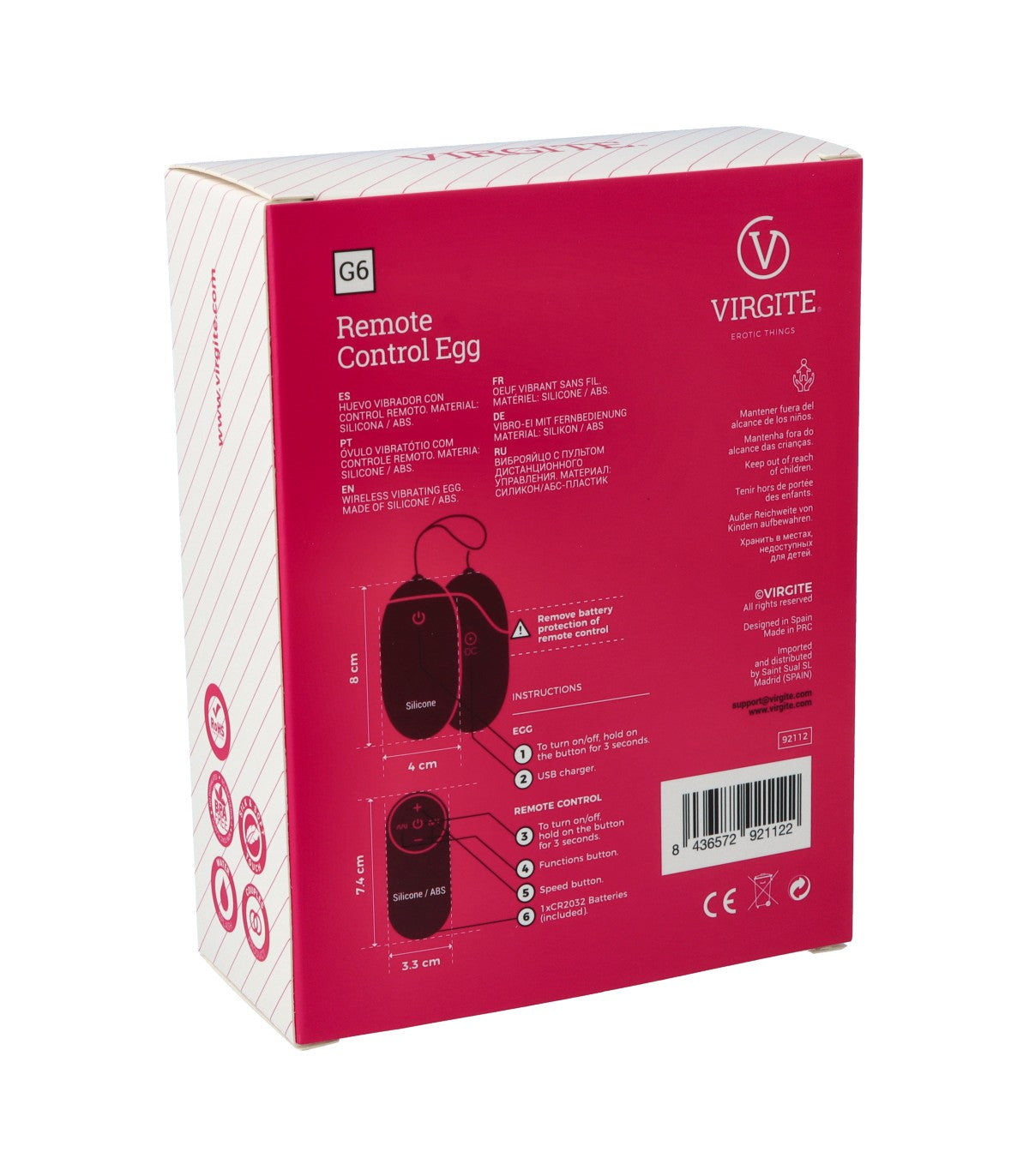 Virgite - Ovulo Ricaricabile con Controllo Remoto G6 - Rosa