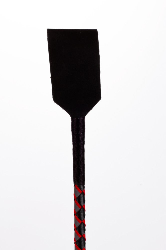 Bastone in pelle con striscia neon e parte superiore in pelle nabuk rossa