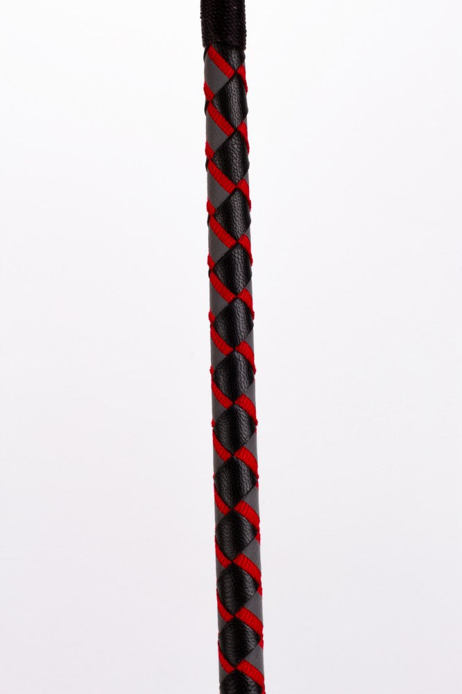 Bastone in pelle con striscia neon e parte superiore in pelle nabuk rossa