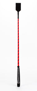 Bastone in nylon con striscia neon e manico in pelle di capretto, parte superiore in pelle nabuk rossa
