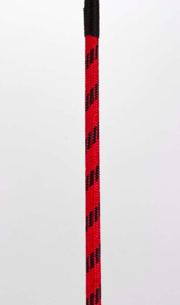 Bastone in nylon con striscia neon e manico in pelle di capretto, parte superiore in pelle nabuk rossa