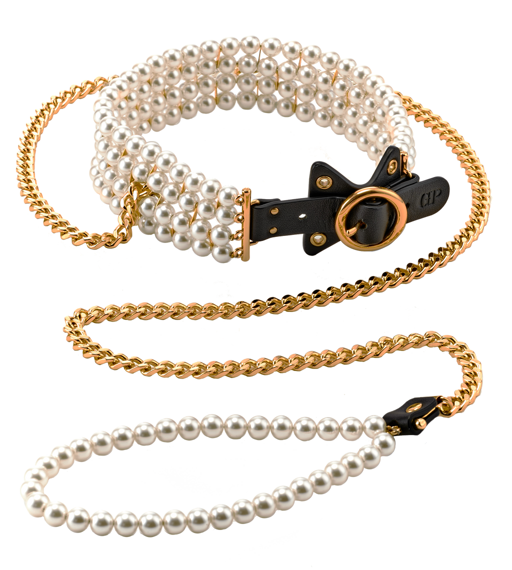 GUILTY PLEASURE GUINZAGLIO E COLLARE CON PERLE LUMINIOSE