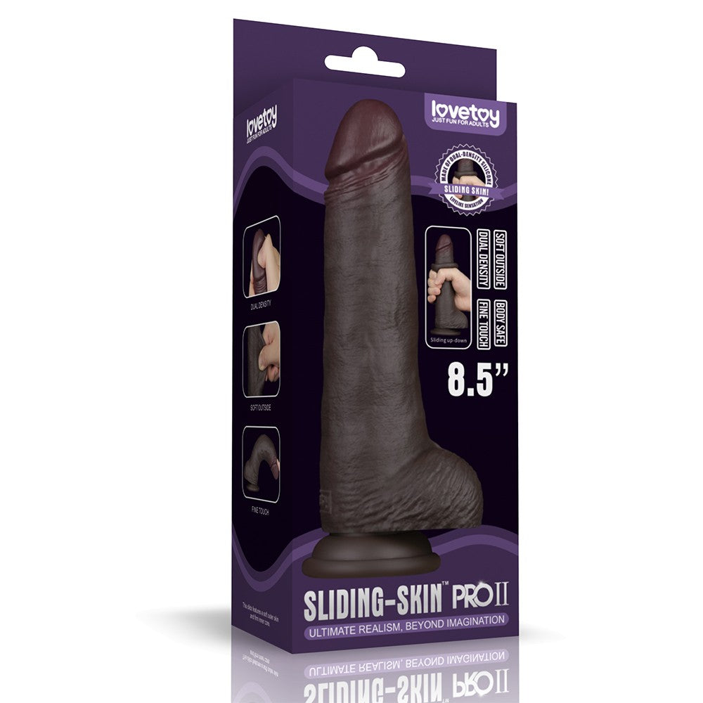 Pene artificiale in silicone a doppio strato Sliding Skin Pro II da 8,5 pollici (nero)