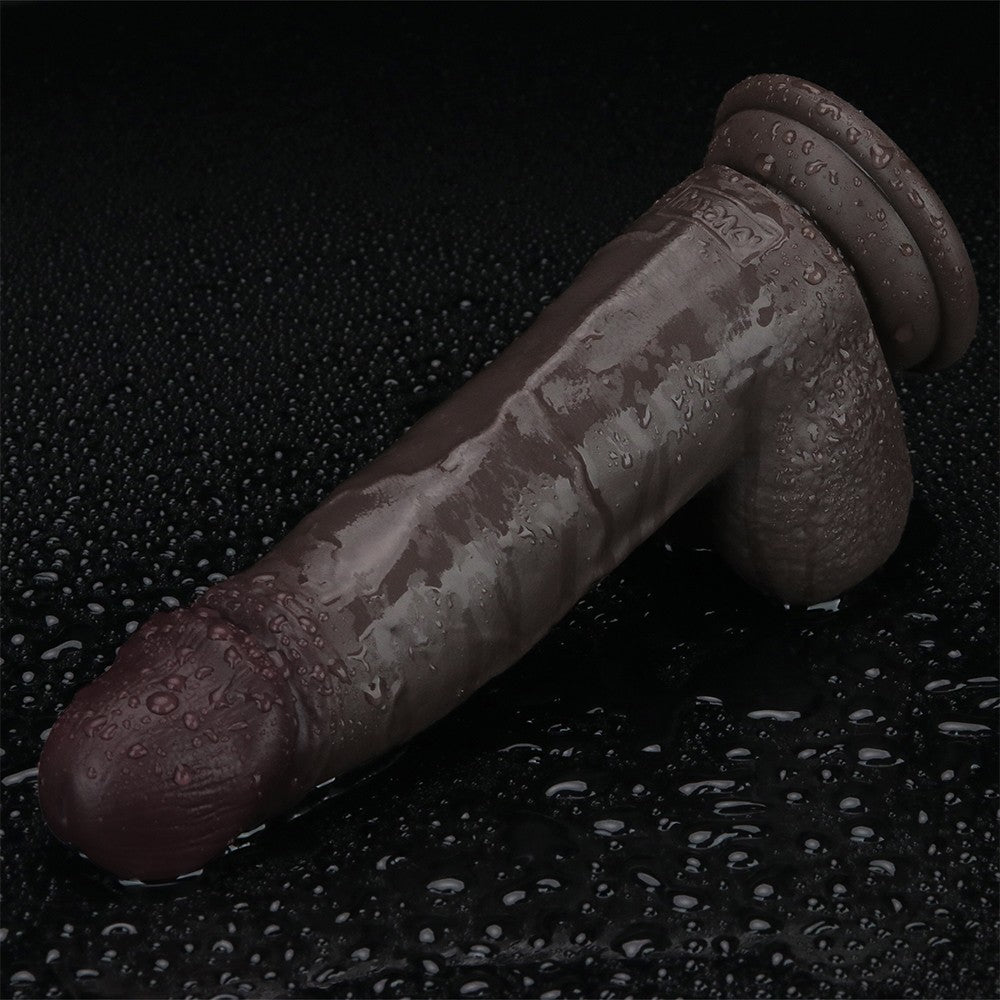 Dildo in silicone a doppio strato Sliding Skin Pro II da 8 pollici (nero)
