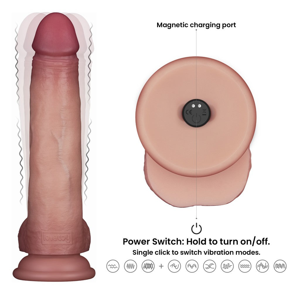 8,5" Vibrating Sliding Skin Pro II Dildo in silicone