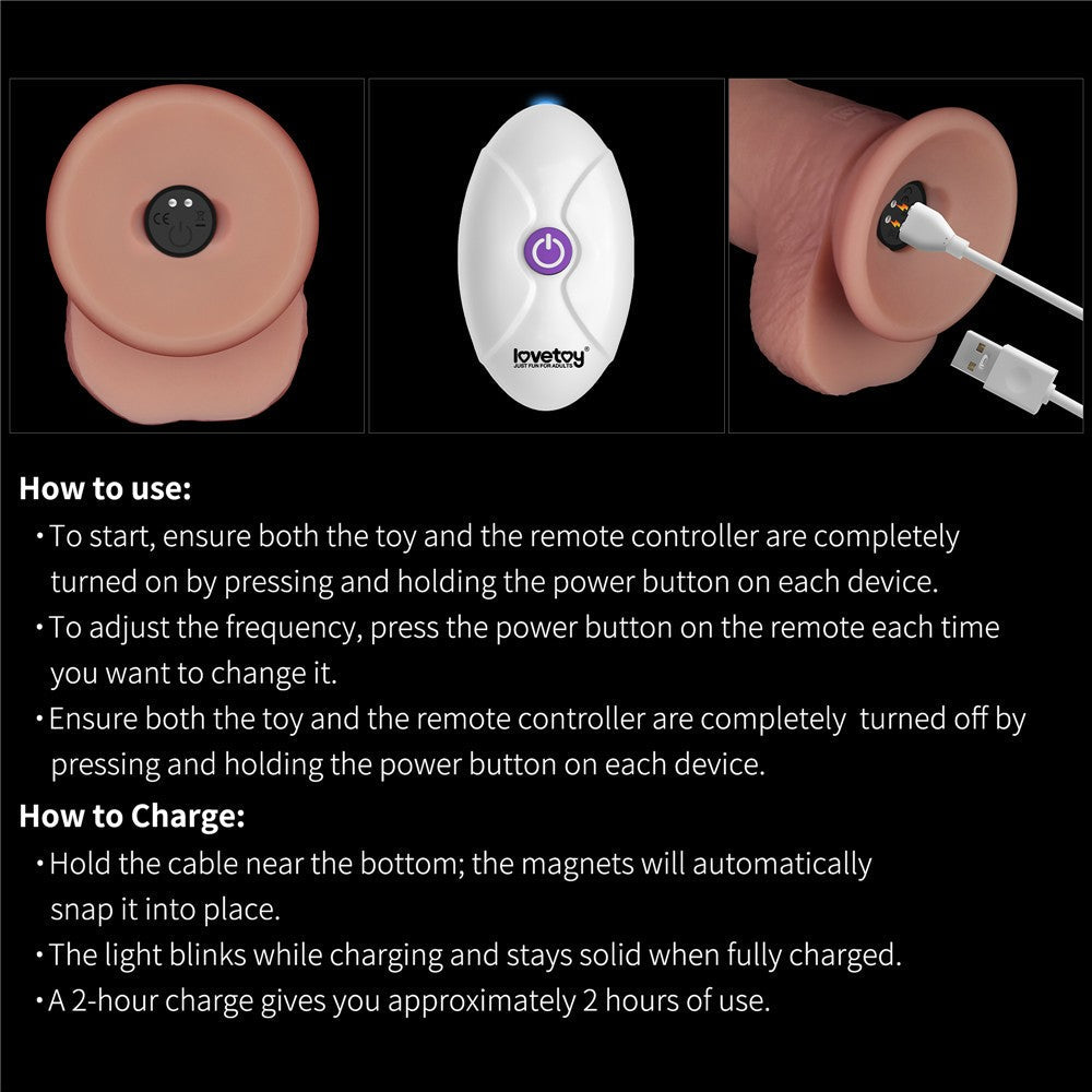 8,5" Vibrating Sliding Skin Pro II Dildo in silicone