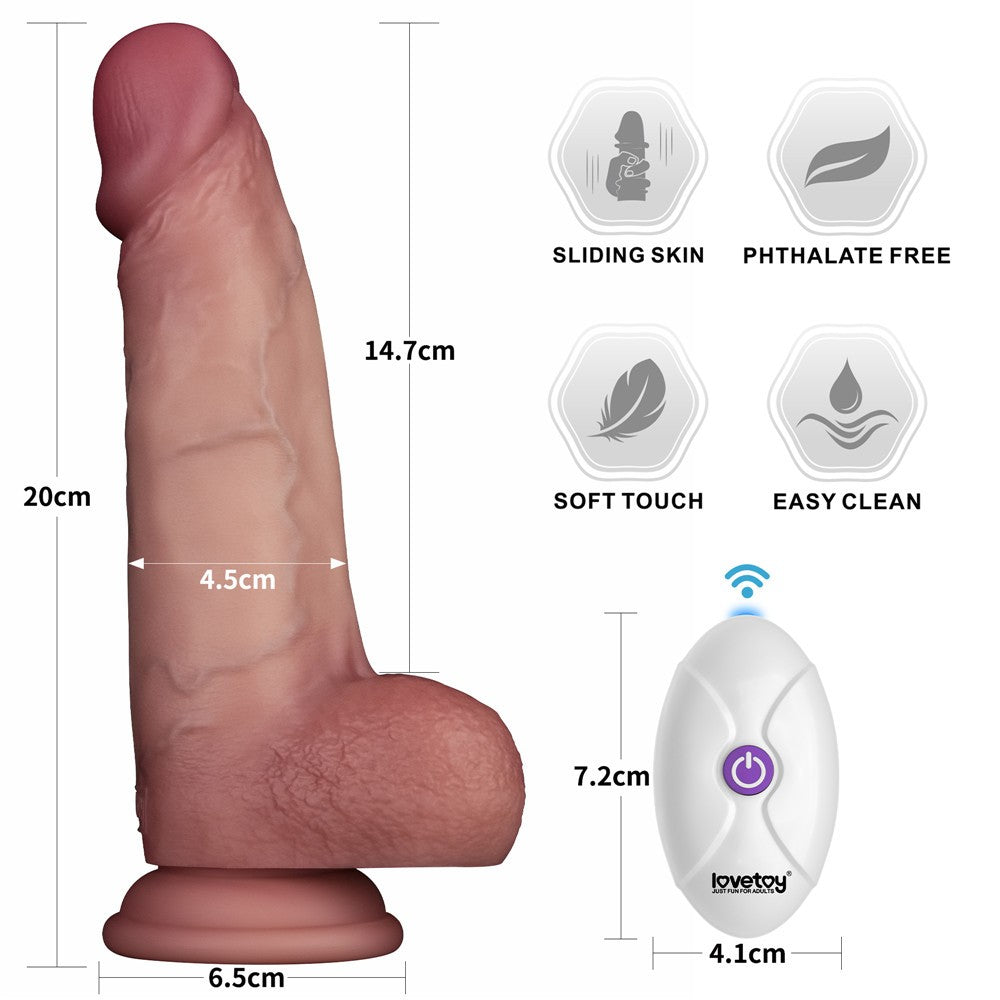 8" Vibrating Sliding Skin Pro II Dildo in silicone