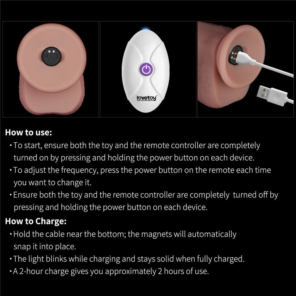 8" Vibrating Sliding Skin Pro II Dildo in silicone