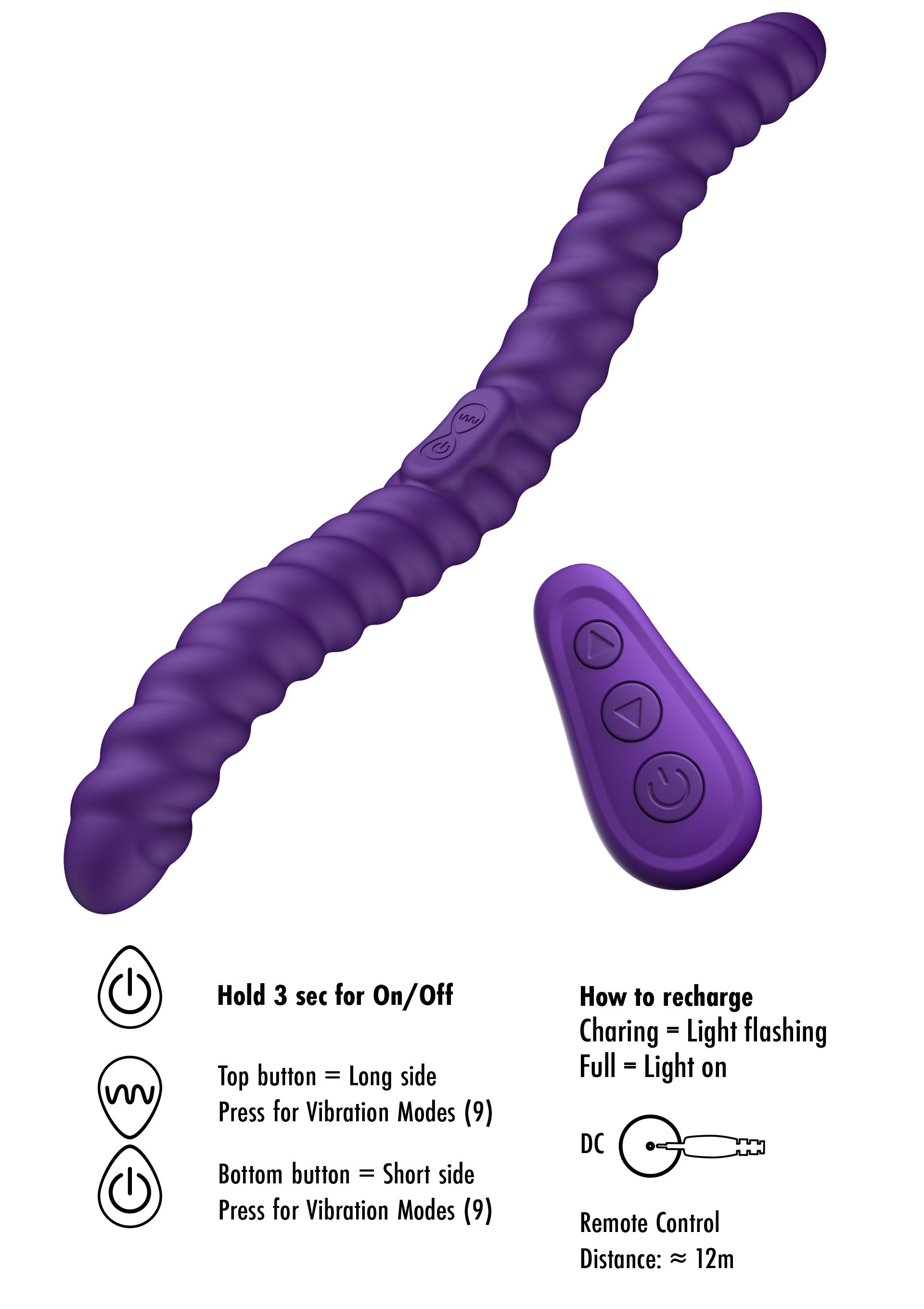 Vibratore flessibile a doppia faccia viola