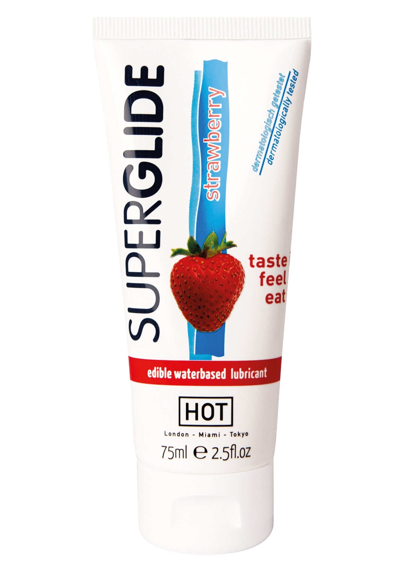 Lubrificante commestibile HOT Superglide a base d'acqua - FRAGOLA 75 ml