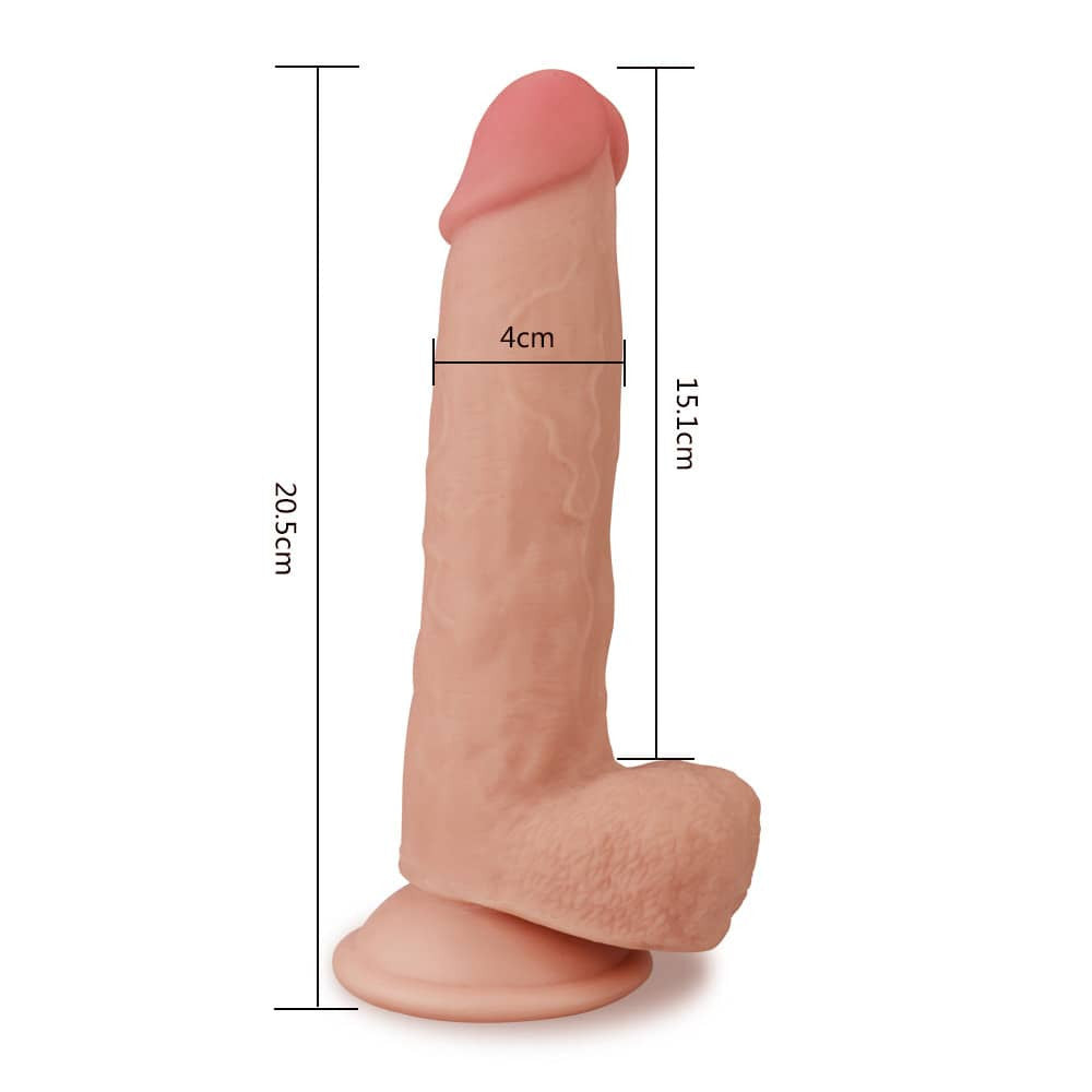 Dildo doppio strato con pelle scorrevole da 8''