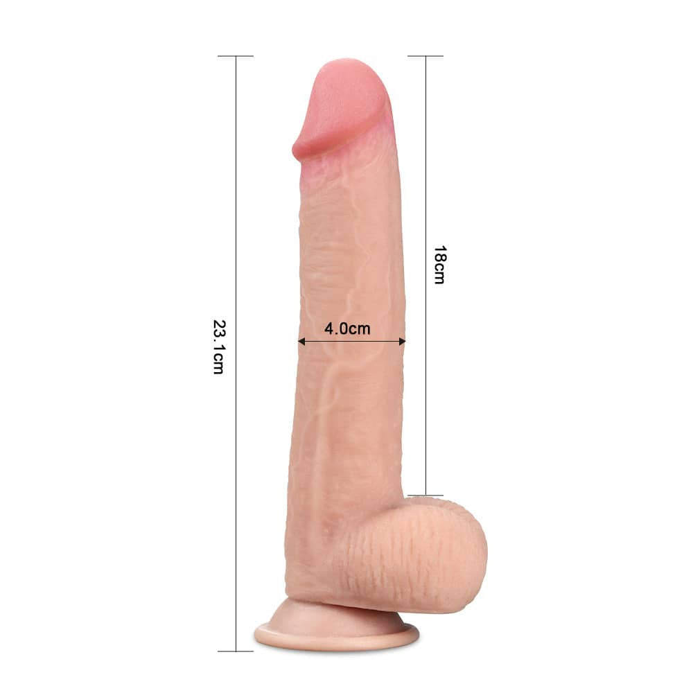 Dildo doppio strato con pelle scorrevole da 9'' 1