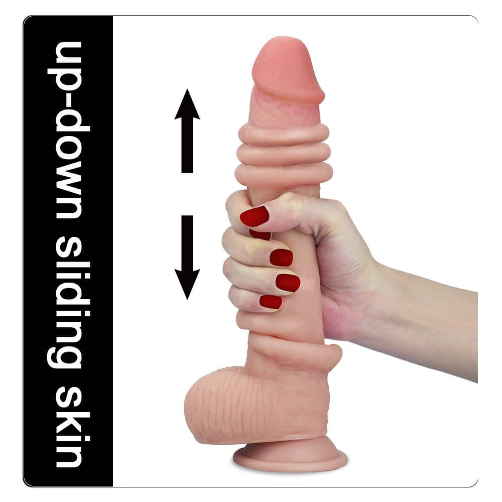Dildo doppio strato con pelle scorrevole da 9'' 1