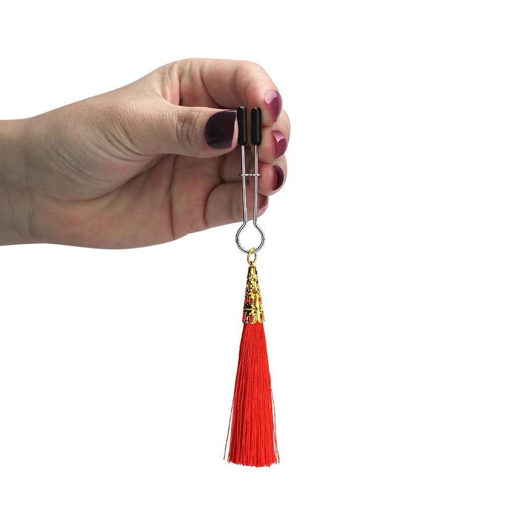 Morsetto per capezzoli con nappa glamour rosso