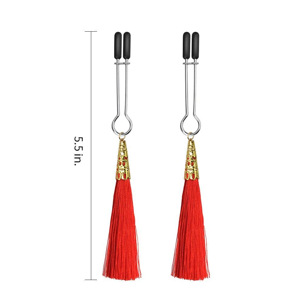 Morsetto per capezzoli con nappa glamour rosso