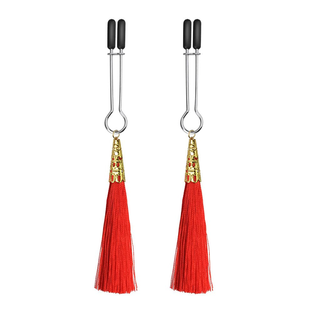 Morsetto per capezzoli con nappa glamour rosso