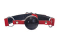 Bavaglio a sfera in silicone nero/rosso