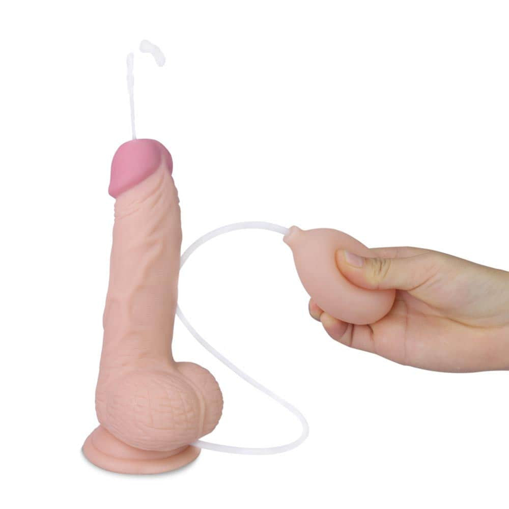 Pene morbido da 8" con eiaculazione e testicoli in carne
