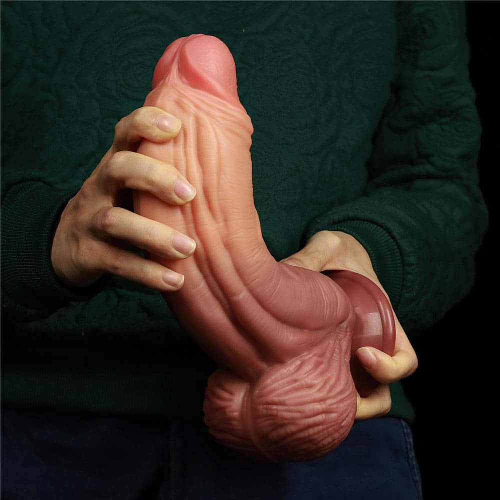 10" Doppio strato in silicone Nature Cock Brown_B0O50_3