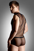 Completo a rete - maglietta e perizoma - nero {} M/L